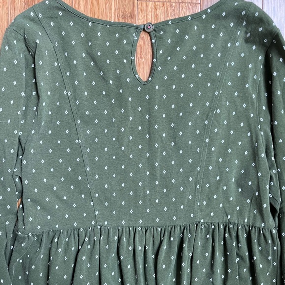 Matilda Jane Green Pin Dot Through Generations Bubble Sleeve Blouse Jersey Knit - Picture 3 of 5